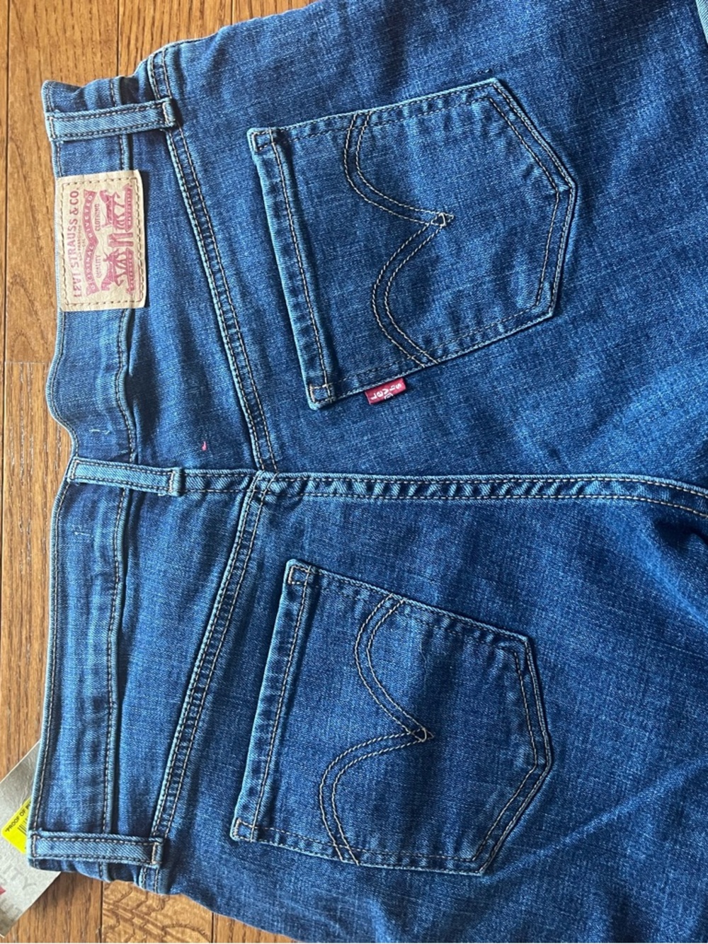 Levi's Dark Blue Distressed Denim Roll-Cuff Shorts - Picture 4 of 6